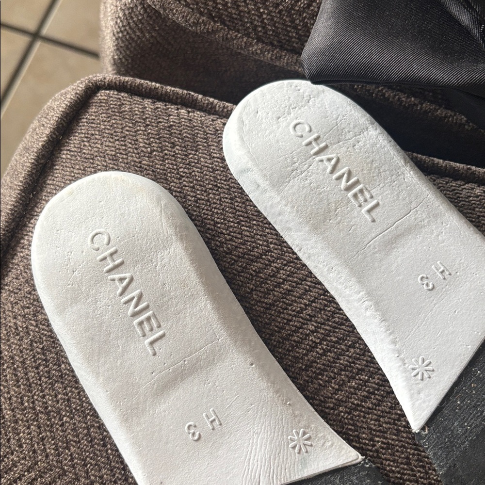 CHANEL tissu ivory gris Sneakers fabric suede leather sz 39 - Picture 10 of 14